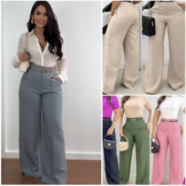 Calça Pantalona Feminina Alfaiataria Anastácia com Bolso