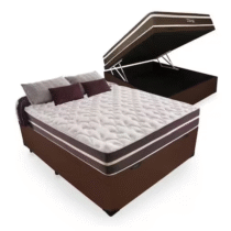 Cama Box Com Baú Casal + Colchão De Molas – Comfort Prime – Classic Superlastic 138cm Marrom