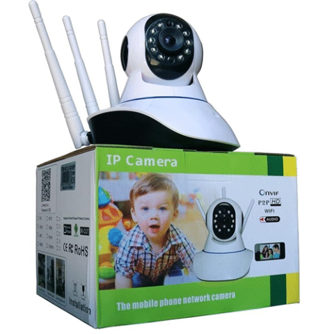 Câmera Babá Eletronica Ip Sem Fio 360° com 3 Antenas Hd Wifi Visão Noturna Alarme Onvif