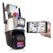 Camera Segurança 4mp Hd Wi-fi Lente Dupla 360 Graus Sirene Policial