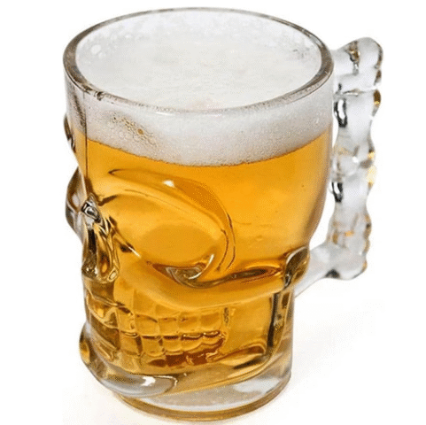 Caneca para Chopp Vidro Caveira Rock Style Lyor 510ml