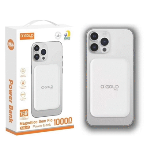 Carregador Portátil Magnético por Indução 10.000mAh sem Fio Wireless A’Gold