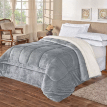 Cobertor Queen Size Grosso Luxo Cobredom La Carneiro Cinza