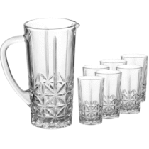 Conjunto de 6 Copos + 1 Jarra de Vidro Sodo-Cálcico Rojemac Transparente
