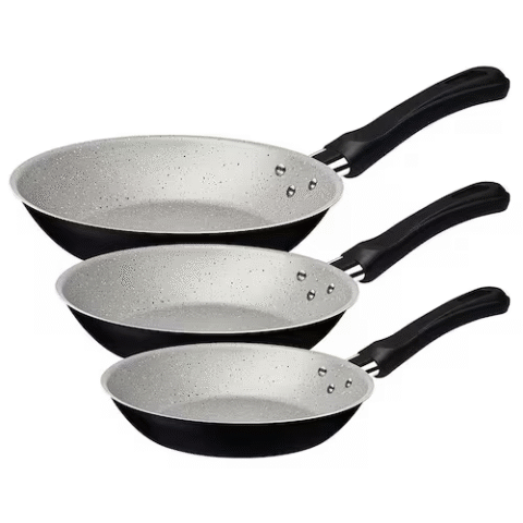 Conjunto de Frigideiras 3 Peças Tramontina Caribe em Alumínio Antiaderente Starflon Max Preto/Cinza