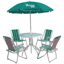 Conjuto De Mesa Com 4 Cadeiras + Guarda Sol Veronna