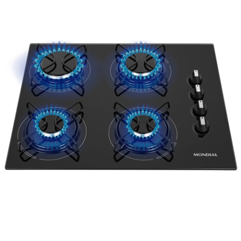 Cooktop a Gás 4 Bocas Mondial Preto/Inox Bivolt