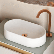 Cuba Branca Para Banheiro Polido Oval de Apoio Sobrepor 43cm x 25cm Branco