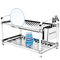 Escorredor De Louça Bancada Secador 20 Pratos Mak Inox Prateado
