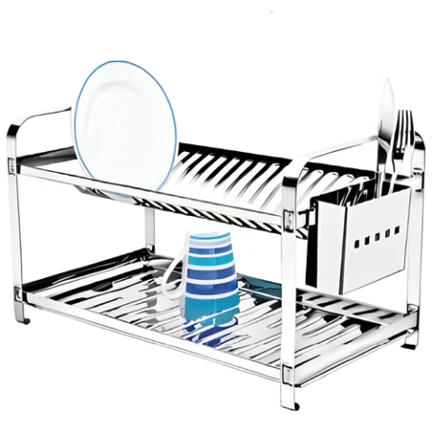 Escorredor De Louça Bancada Secador 20 Pratos Mak Inox Prateado