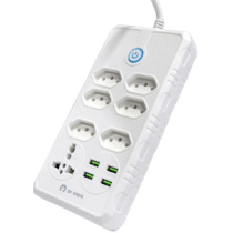 Extensão Elétrica Regua com 6 Tomadas + 4 Interfaces USB + 1 Tomada Universal com Cabo de Alimentação 1,9m