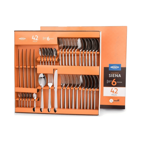 Faqueiro Siena Brinox 42 Peças Aço Inox