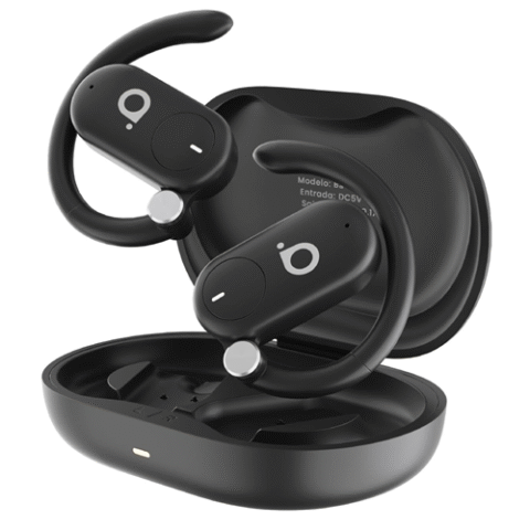 Fone de Ouvido Basike Sem Fio Esportivo Bluetooth 5.4 Chamadas de Voz Cancelamento de Ruído Preto
