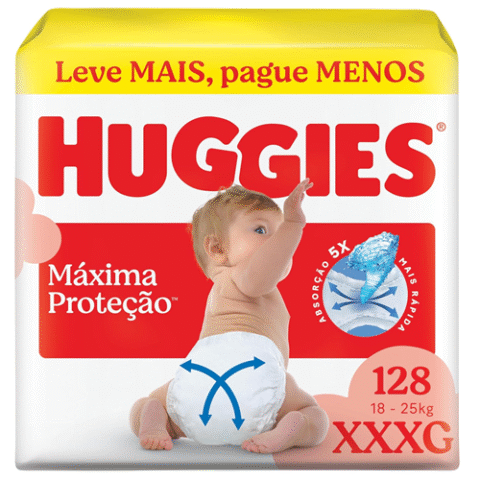 Fralda Huggies Máxima Proteção XXXL 128 Unidades