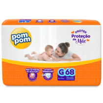 Fralda Pom Pom Protek Proteção de Mãe Hiper G 68 Unidades