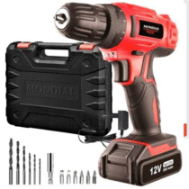 Furadeira Parafusadeira sem fio de 10mm Mondial Bateria 12V com Maleta e acessórios 127/220V
