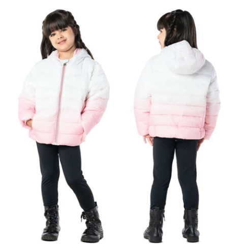 Jaqueta Infantil Menina Nylon Bolso Capuz Degrade Vrasalon