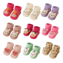 Kit 06 Pares Meia Bebê 3D Bichinho Inverno Pelúcia