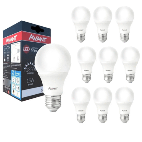 Kit 10 Lâmpadas Avant 15w 6500k Branco Frio