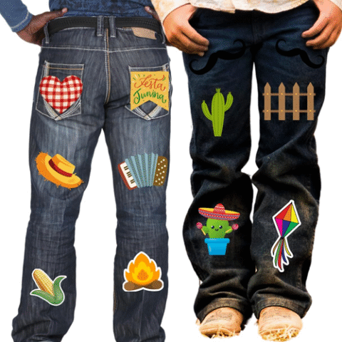 Kit 14 Adesivos Remendo para Roupas Festa Junina Adultos e Crianças