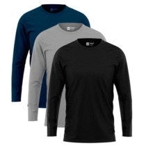 Kit 3 Camiseta Manga Longa Masculina Slim Algodão Zaroc