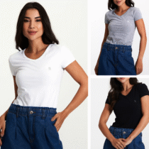 Kit 3 Camisetas Femininas Básicas Polo Wear Sortido