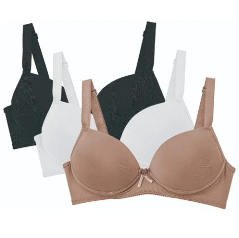 Kit 3 Sutiãs Com Bojo Alça Reforçada Sigh Cores Lisas