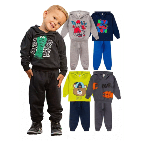 Kit 4 Peças Conjunto Moletom Infantil Menino Balloon Kids