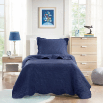Kit Colcha Cobre Leito Infantil 2 Peças Dupla Face Galáxia Azul Best Casa