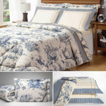 Kit Edredom Queen Porcelana 3 Peças Percal 180 Fios Palha
