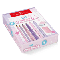 Kit Encanto Faber-Castell Com Produtos Rosa e Roxo Em Tons Pastel