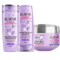 Kit L’Oréal Paris Elseve Hidra Hialurônico c/ Shampoo 400ml + Condicionador 400ml + Creme de Tratamento 300g