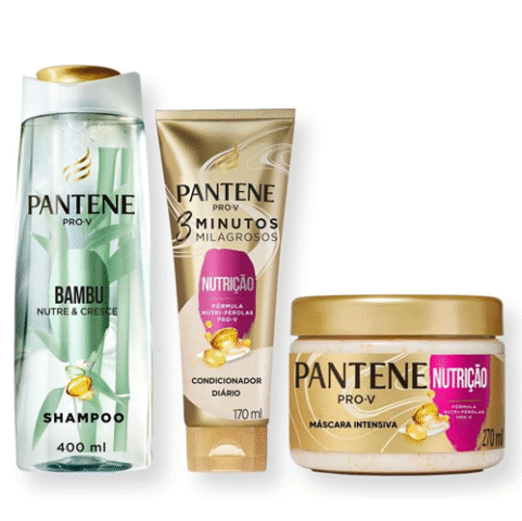 Kit Pantene Shampoo PRO-V Bambu Nutre & Cresce 400ml + Condicionador Diário 3 Minutos Milagrosos 170ml + Máscara Capilar 270ml