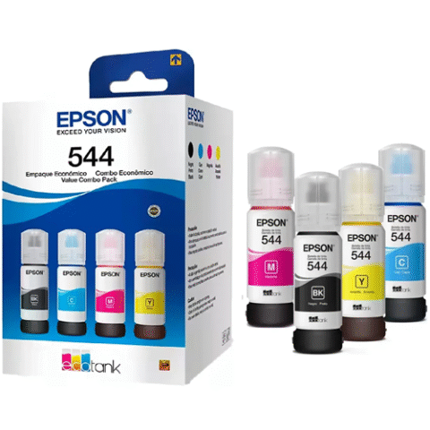 Kit Refil 4 Cores Tinta Epson T544 Ecotank