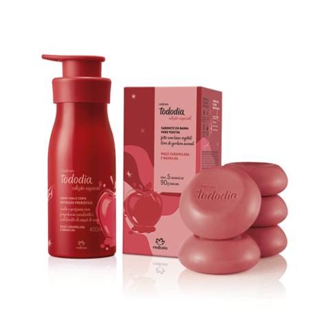 Kit Sabonete em Barra + Creme Nutritivo Tododia Maçã Caramelada e Baunilha