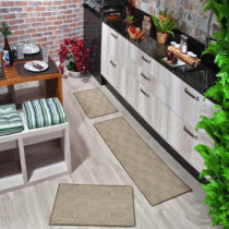 Kit Passadeira Cozinha 3 Tapetes Sisal Antiderrapante