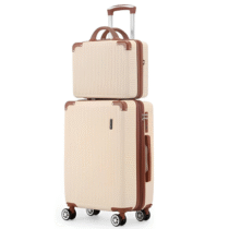 Mala de Bordo 10kg com Frasqueira Bagagem de Mão Expansivel Aprovada ANAC 4 Rodas duplas 360° Cadeado AntiFurto Leve Resistente Bege