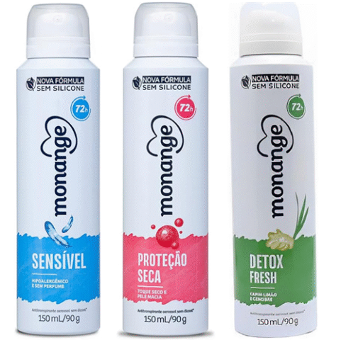 Monange 6 Unidades Desodorante Aerossol Feminino 150ml (3 opções)