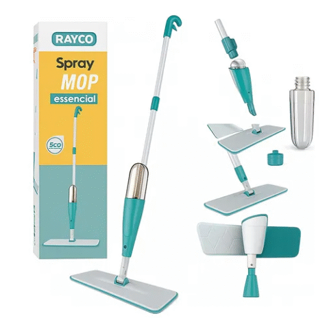 Mop Spray Rayco Essencial Dispenser 300ml (Borrifa, Limpa e Seca)