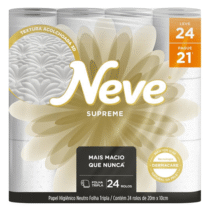 Neve Papel Higiênico Supreme Folha Tripla 20m Leve 24 Pague 21 Rolos