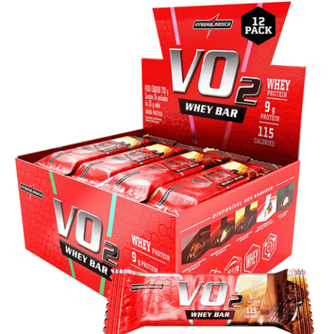 Pack 12 Unidades VO2 Whey Bar Crisp Bar Cookies and Cream Integralmedica 360g