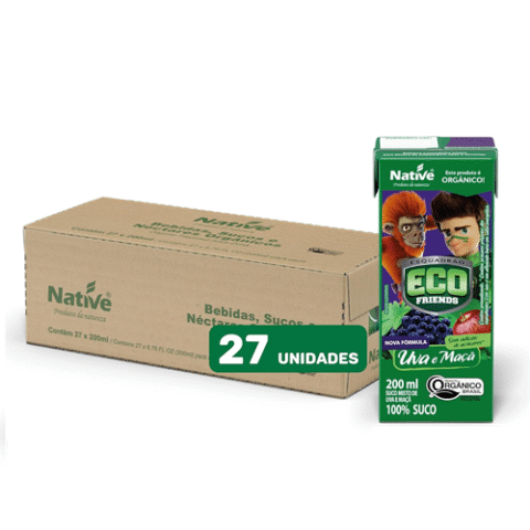 Pack 27 Unidades Suco Eco Friends Orgânico Misto de Maçã e Uva 200ml