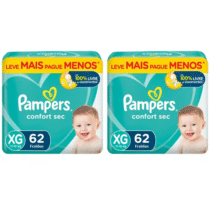 Pampers 2 Pacotes Fralda Confort Sec XG 62 Unidades