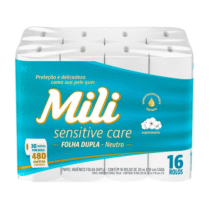 Papel Higiênico Folha Dupla Mili Sensitive Care 16 rolos 30m