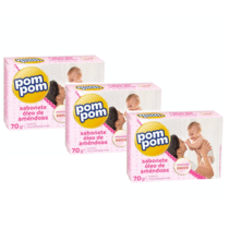 Pom Pom 3 Unidades Sabonetes Óleo de Amêndoas 70g