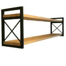 Prateleira Estilo Industrial Não Enferruja 20cm x60cm Suporte Preto Madeira em Pinus