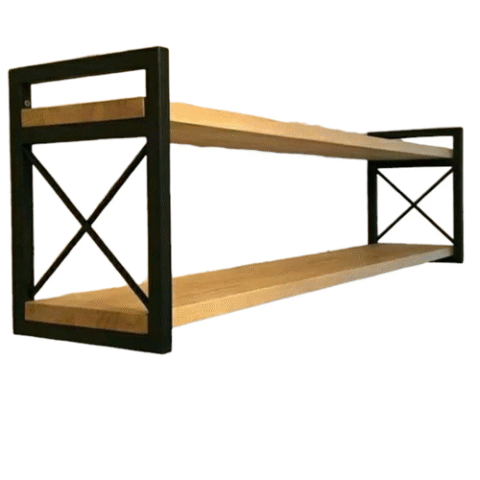 Prateleira Estilo Industrial Não Enferruja 20cm x60cm Suporte Preto Madeira em Pinus