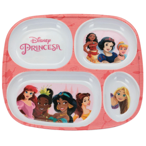 Prato com Divisória de Melamine 24cm Princesas Disney Oficial