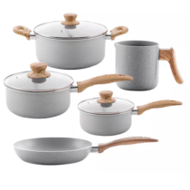 Conjunto De 5 Panelas Gris Brinox Ceramic Life Easy Cinza