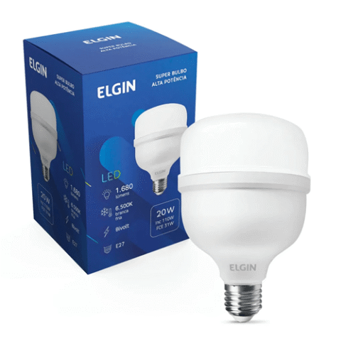 Lâmpada LED 20w Super Bulbo 6500k Elgin Bivolt Luz Branca Fria
